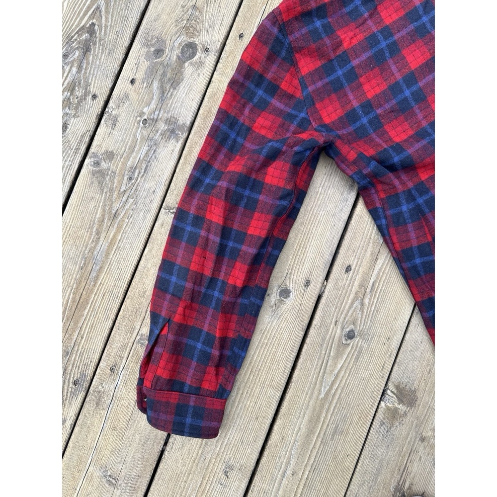 Vintage Pendleton Wool Plaid Jacket Red Black Tartan Large USA 60s 70s - Picture 9 of 11